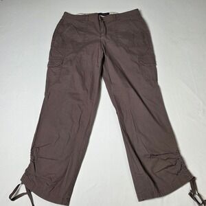 Gloria Vanderbilt Brown Cargo Crop Pants Womens 8 Utility Cinch Hem Capris